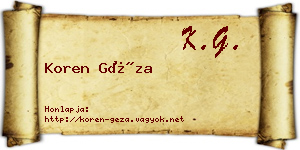 Koren Géza névjegykártya