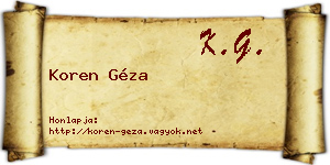 Koren Géza névjegykártya